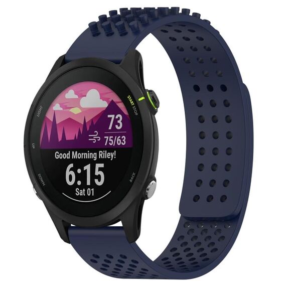 Cinturino in silicone traspirante con punti 3D per Garmin Forerunner 255 Music, fori da 22 mm (blu notte)