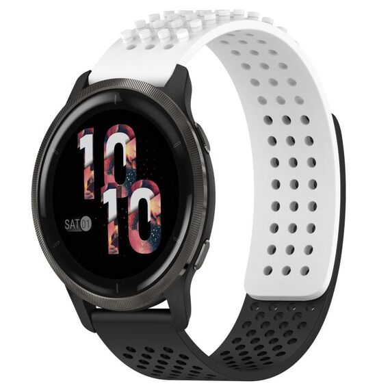 Per cinturino in silicone traspirante con punti 3D Garmin Venu 2 da 22 mm (bianco + nero)