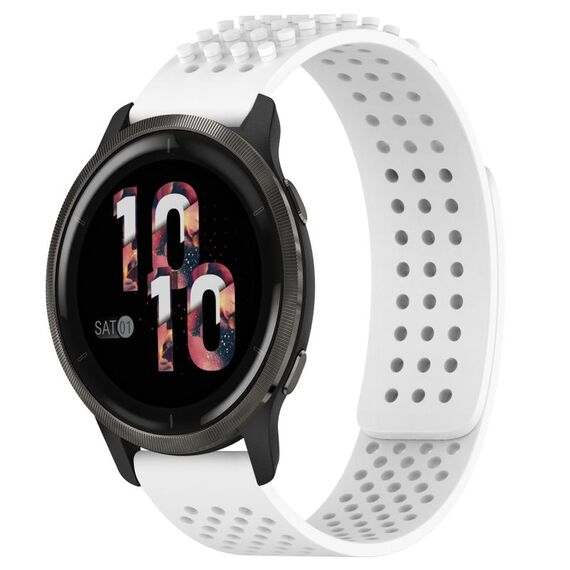 Per cinturino in silicone traspirante con punti 3D Garmin Venu 2, fori da 22 mm (bianco)