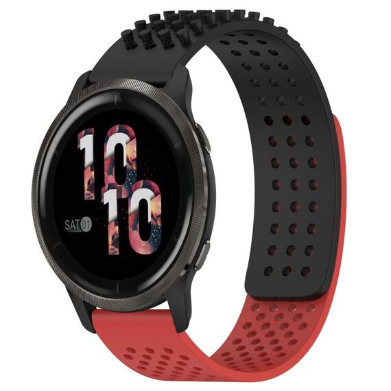 Per cinturino in silicone traspirante con punti 3D Garmin Venu 2 da 22 mm (nero + rosso)