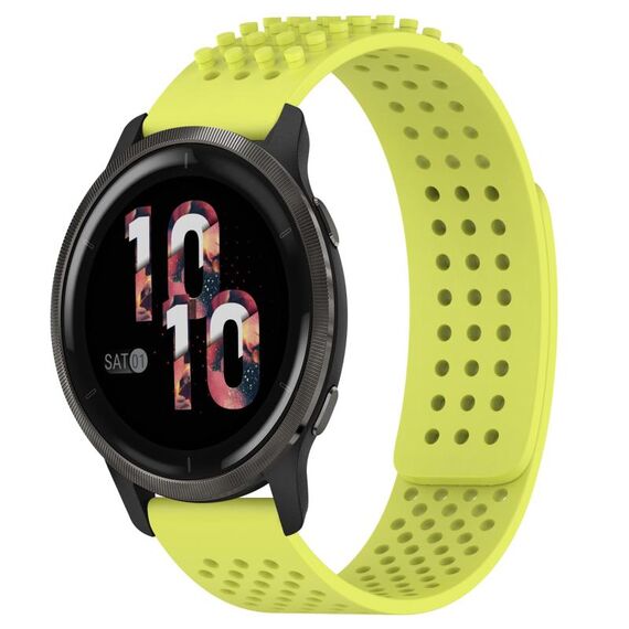 Per cinturino in silicone traspirante con punti 3D Garmin Venu 2, fori da 22 mm (verde lime)