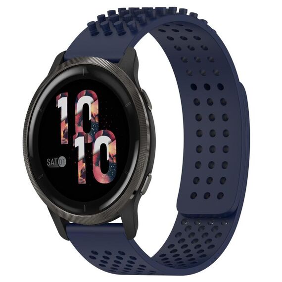 Per cinturino in silicone traspirante con punti 3D Garmin Venu 2, fori da 22 mm (blu notte)