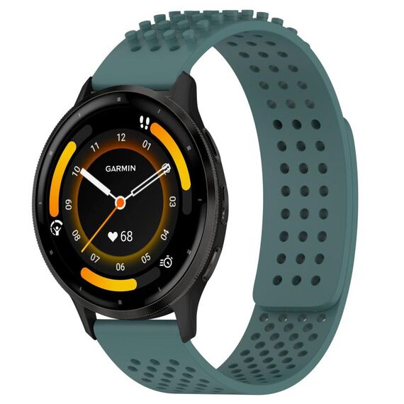 Per cinturino in silicone traspirante con punti 3D Garmin Venu 3, fori da 22 mm (verde oliva)