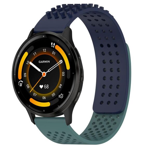 Per cinturino in silicone traspirante con punti 3D Garmin Venu 3 da 22 mm (blu notte + verde oliva)