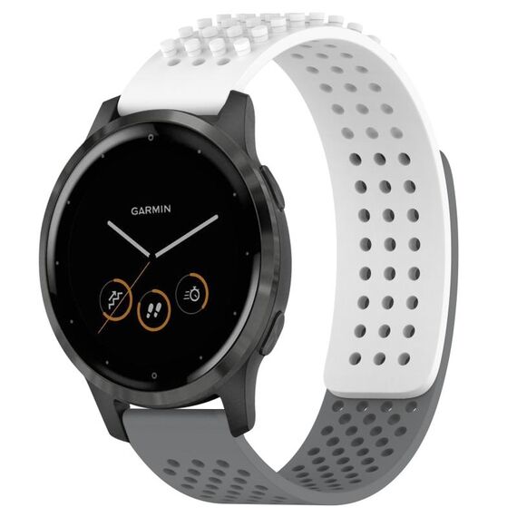 Per cinturino in silicone traspirante con punti 3D Garmin Vivoactive 4 fori da 22 mm (bianco + grigio)
