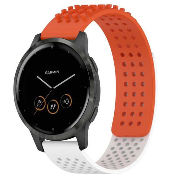Per cinturino in silicone traspirante con punti 3D Garmin Vivoactive 4 fori da 22 mm (arancione + bianco)