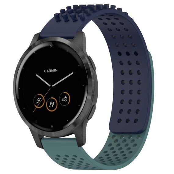 Per cinturino in silicone traspirante con punti 3D Garmin Vivoactive 4 fori da 22 mm (blu notte + verde oliva)