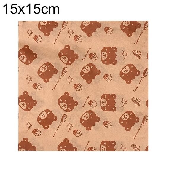 100 fogli/pacco modello orso carta oleata carta da forno carta da imballaggio per cestini per alimenti carta 15x15 cm