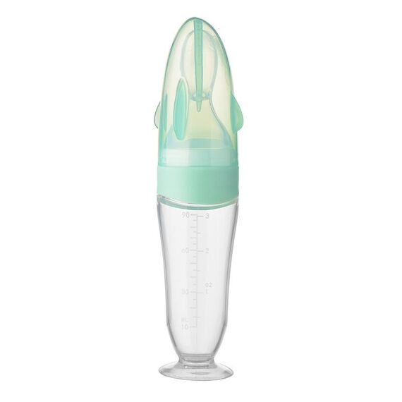 Cucchiaio comprimibile per biberon in silicone per bambini Alimentatore supplementare per biberon per bambini(Verde)