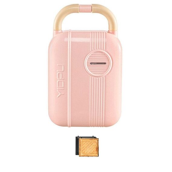2 in 1 YIDPU Multifunzionale Colazione per Famiglia Macchina per Panini dietetici Leggeri con Waffle Baker, Spina CN (Rosa)