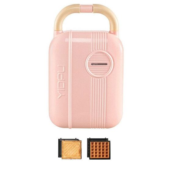 3 in 1 YIDPU Multifunzionale Colazione per Famiglia Maker Dieta Leggera Sandwich Waffle Baker, Spina CN (Rosa)