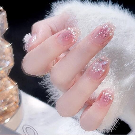 24 toppe rifinite con colla gelatina per unghie fatte a mano con glitter per unghie, colore: BY1055 (borsa degli attrezzi da indossare)