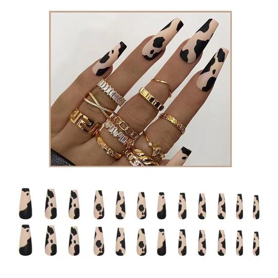 24 toppe per manicure da balletto con finitura leopardata smerigliata/scatola (BKS549)