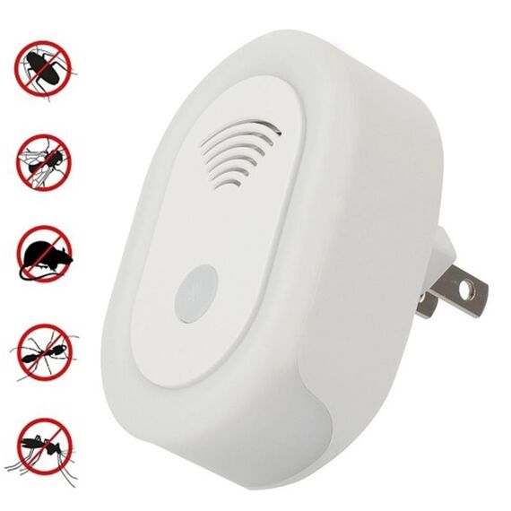 Repellente per zanzare ad ultrasuoni regolabile con luce notturna, mini repellente per mouse elettronico domestico, specifiche: spina europea (bianco)