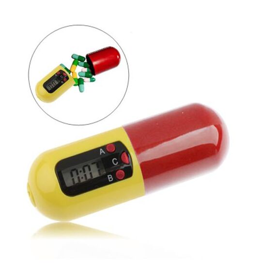 Portachiavi con scatola per farmaci, promemoria per farmaci, timer portatile
