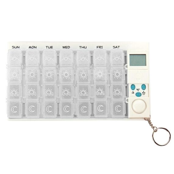 Portapillole 7 giorni con timer digitale (bianco)