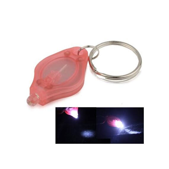 Mini torcia a LED, luce bianca, funzione portachiavi, interruttore on / off e pressostato (rosa)