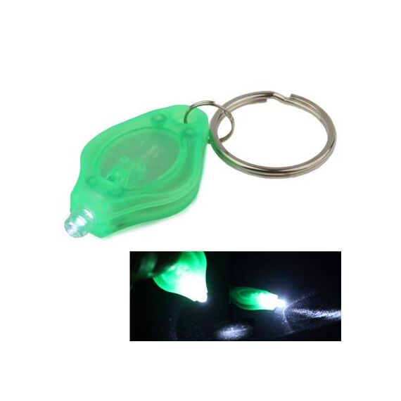 Mini torcia a LED, luce bianca, funzione portachiavi, interruttore on / off e pressostato (verde)