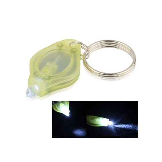 Mini torcia a LED, luce bianca, funzione portachiavi, interruttore on / off e pressostato (giallo)