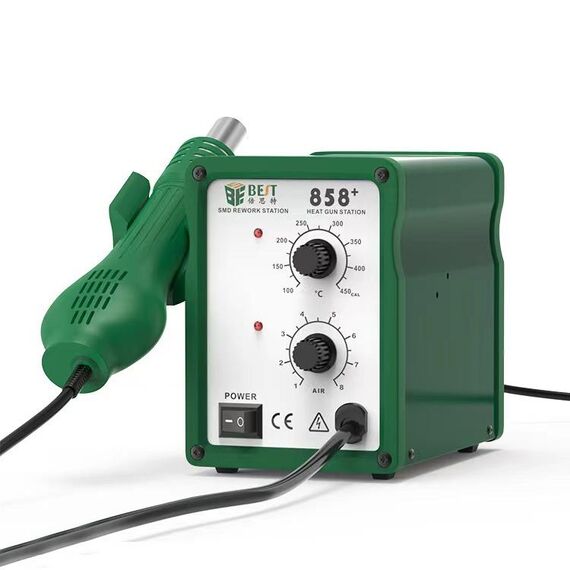 BEST BST-858 + AC 220V 50Hz 650W Pistola ad aria calda senza piombo a temperatura regolabile con vento elicoidale (nero)