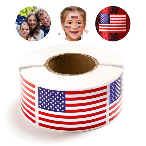 250 pezzi/rotolo adesivo decorativo autoadesivo adesivo bandiera americana da 1,22 x 2 pollici (colorato)