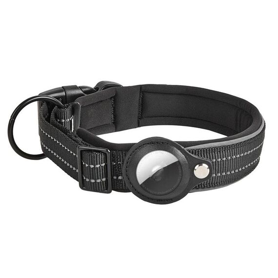 Per collare per cani AirTag Tracker Fodera in neoprene Collare per animali riflettente, Taglia: S (Nero)