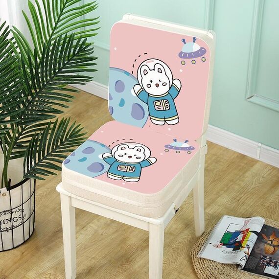 Cuscino aumentante portatile per seggiolino per bambini 2 in 1 per tavolo da pranzo, stile: Space Rabbit