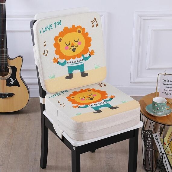 Cuscino rialzato portatile 2 in 1 per bambino, per tavolo da pranzo, stile: Music Lion