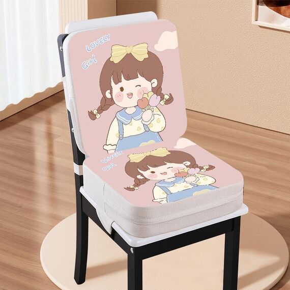 Cuscino aumentante portatile per seggiolino per bambini 2 in 1 per tavolo da pranzo, stile: ragazza carina