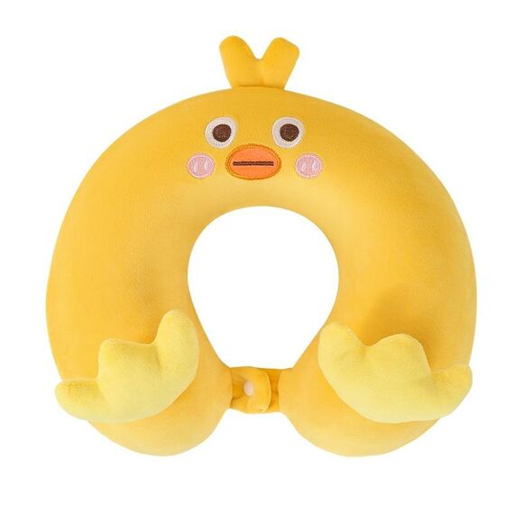Cuscino memory a forma di U con pollo a forma di cartone animato, per studenti e bambini, cuscino per la cura del collo, per il riposo del pisolino (giallo)