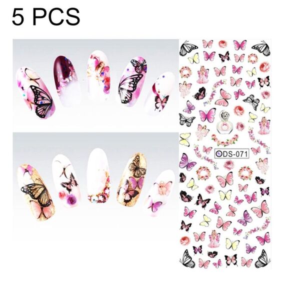 DS71-76 5 PCS 6 modelli Design fai-da-te Bellezza trasferimento dell'acqua Nails Art Sticker Accessori per la decorazione di arte del chiodo, consegna a colori casuali, senza unghie