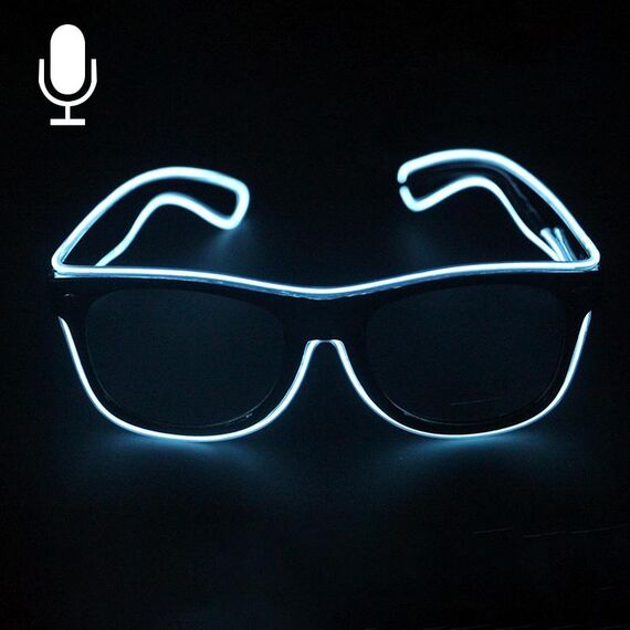 Occhiali fluorescenti fluorescenti multicolore a LED di nuovo stile Occhiali lampeggianti EL, tipo di controllo del suono, consegna a colori casuali