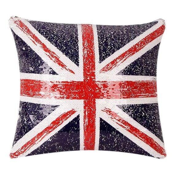 Fodere per cuscini decorativi con motivo a bandiera britannica in paillettes Fodera per cuscino reversibile, dimensioni: 40 cm x 40 cm