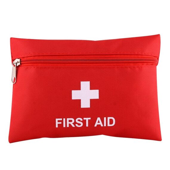 Kit di pronto soccorso portatile 2 pezzi con borsa, include tamponi igienizzanti, garze, forbici, cerotti e pinzette, consegna a colori casuali