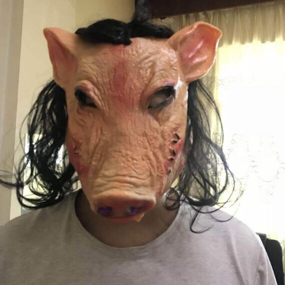 Maschera di Halloween Latex Pig Head Cap Halloween Festival Party Fancy Pig Face Masquerade Masks with Hair