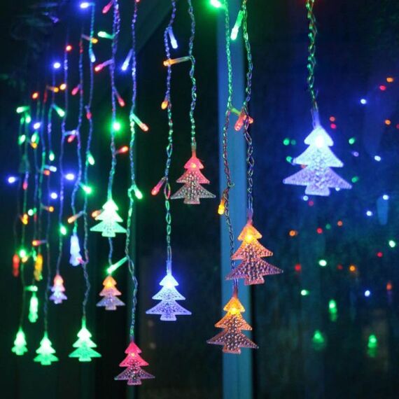 3.5 M 96 LED Tenda Albero di Natale Ghiacciolo String Lights Luci natalizie Luci natalizie Capodanno Decorazione per feste di matrimonio, Potenza: 110 V Spina USA