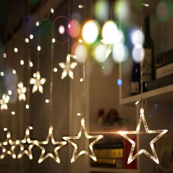220V EU Plug LED Star Light Luci natalizie per interni/esterni Decorativi Love Curtains Lamp per l'illuminazione della festa nuziale (blu)