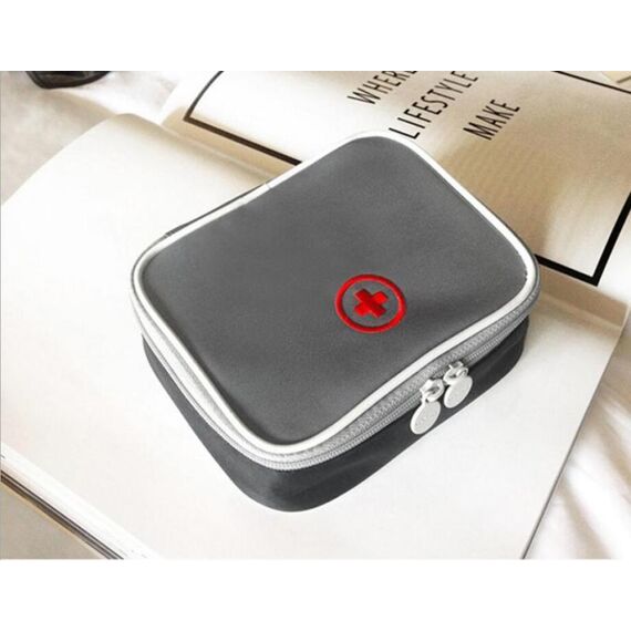 Simpatico cuore mini borsa per medicinali pronto soccorso kit di emergenza organizzatore borsa per pillole per uso domestico all'aperto, dimensioni: 13x10x4cm (grigio)