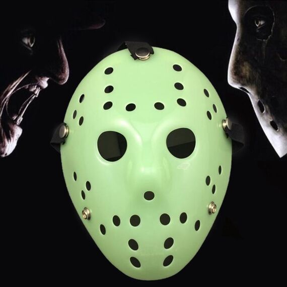 Maschera di Jason addensata per festa di Halloween (verde fluorescente)