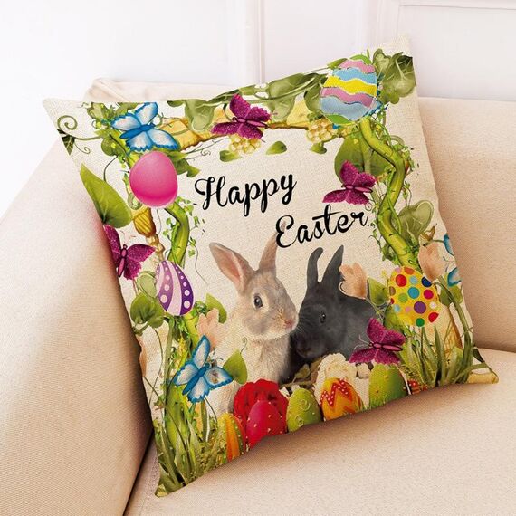 Cuscino per auto con motivo Happy Easter, cuscino per divano, dimensioni: 45 x 45 cm
