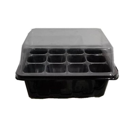 5 PCS Piantina Vassoio Germoglio Piatto 12 Fori Vasi Vasi Vassoio Coperchi Scatola Per Giardinaggio Bonsai Mini Serra Vivaio Piatto (Nero)