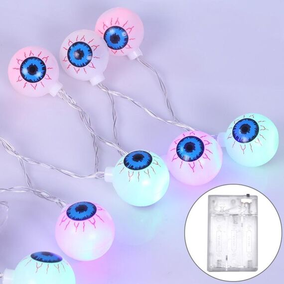 3m Ghost Eyes Design Serie di luci a LED per Halloween, 20 LED 3 batterie AA Box Operated Party Puntelli Decorazione fata Lampada da notte