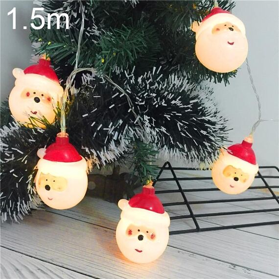 1.5m Santa Claus LED Holiday String Light, 10 LED 2 batterie AA Lampada decorativa fata calda alimentata a scatola per Natale, feste, camera da letto (bianco caldo)