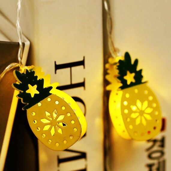 Spina USB ananas a doppia faccia in ferro da 3 m Romantica luce natalizia a LED, 20 LED Lampada decorativa fata calda stile adolescente per Natale, matrimonio, camera da letto (bianco caldo)