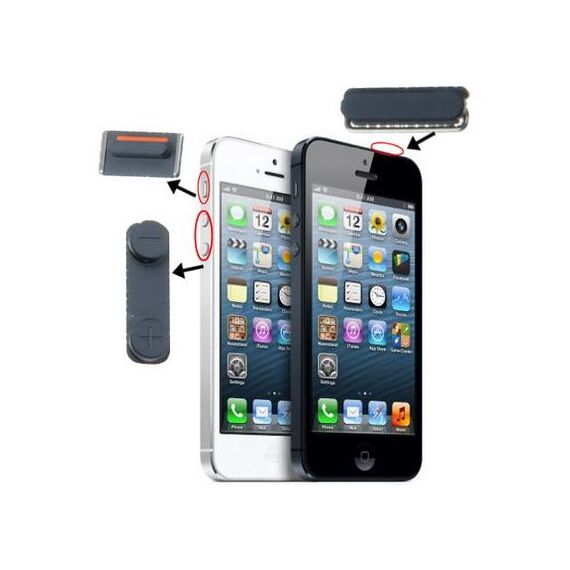 3 in 1 per iPhone 5 (pulsante Mute + pulsante di accensione + pulsante del volume) (nero)