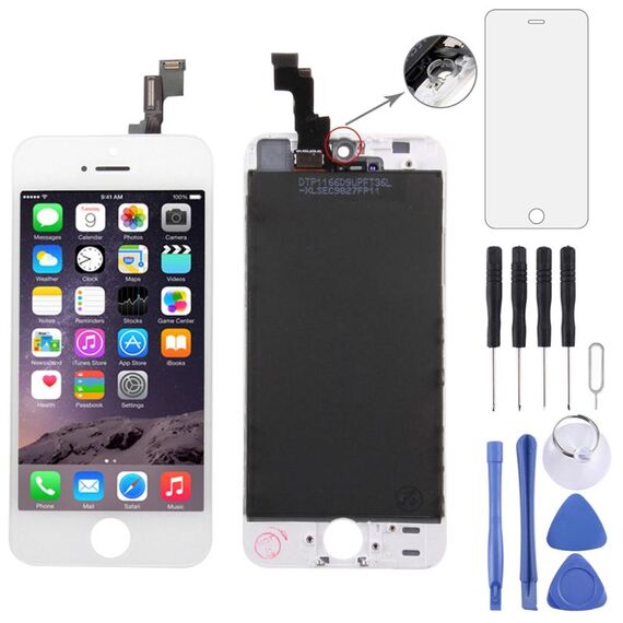 Gruppo digitalizzatore (LCD originale + cornice + pannello touch) per iPhone 5S (bianco)