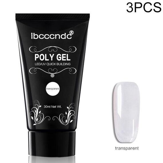 Gel acrilico per unghie 3 pezzi Gel per ricostruzione in cristallo trasparente bianco rosa (trasparente)