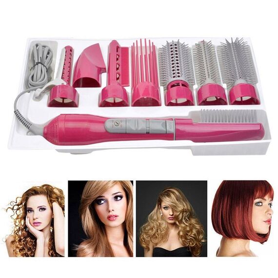 8 in 1 asciugacapelli professionale bigodino per capelli per viaggi in hotel con pettine potente asciugacapelli (rosa rossa)