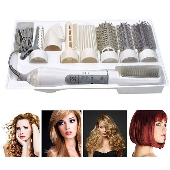 8 in 1 asciugacapelli professionale bigodino per capelli per viaggi in hotel con asciugacapelli potente pettine (bianco)
