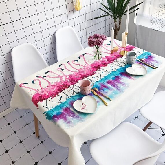 Tovaglia in cotone e lino impermeabile antiscottatura con motivo balletto, dimensioni: 140 x 140 cm